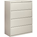 HON® 800 42"W x 19-1/4"D Lateral 4-Drawer File Cabinet With Lock, Light Gray 1 thumbnail image