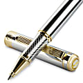 Scriveiner Classic Rollerball Pen, Medium Point, 0.7 mm, Silver Chrome/Gold Barrel, Black Ink