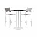 KFI Studios Eveleen 3-Piece Outdoor Patio Set, White/Silver Table, White/Gray Chairs