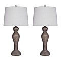 LumiSource Peppa Table Lamps, 16"H, Natural/Opal Gray, Set Of 2 Lamps