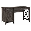 Bush Furniture Key West 54"W Computer Desk With Keyboard Tray And Storage, Dark Gray Hickory, Standard Delivery 1 thumbnail image