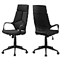 Monarch Specialties High-Back Office Chair, Integrated Headrest, 4 Pad Segment Back, Black