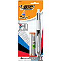 BIC® 4-Color Pen/Pencil, #2HB Pencil Lead, 0.7 mm Medium Point, White/Gray/Black Barrel, Black/Blue/Red Ink