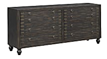 Coast to Coast Hope 6-Drawer Storage Credenza with Pull-Out Trays, 31”H x 69"W x 16"D, Marksim Black Rub