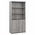 Bush Business Furniture Hybrid 73"H 5-Shelf Bookcase With Doors, Platinum Gray, Standard Delivery 1 thumbnail image