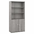 Bush Business Furniture Hybrid 73"H 5-Shelf Bookcase With Doors, Platinum Gray, Standard Delivery