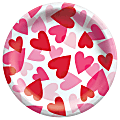 Amscan Valentine’s Day Heart Paper Dessert Plates, 6-3/4", Hearts, Red/Pink/White, 20 Plates Per Pack, Set Of 3 Packs