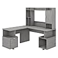 kathy ireland® Home by Bush Furniture Madison Avenue 60"W L-Shaped Desk With Hutch, Modern Gray, Standard Delivery 1 thumbnail image