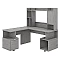 kathy ireland® Home by Bush Furniture Madison Avenue 60"W L-Shaped Desk With Hutch, Modern Gray, Standard Delivery