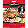 Amscan Summer Picnic Paper Food Trays, Gingham Red, Pack Of 50 Trays