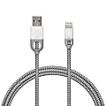 iHome Dual Strain-Relief Nylon Lightning Cable, 6', White, IH-CT1056W