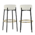 Glamour Home Avon Boucle Fabric Bar Stools, Beige/Black, Set Of 2 Stools