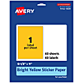 Avery® Printable Sticker Paper, 94269-BYP40, Rectangle, 8-1/2" x 11", Matte Bright Yellow, Pack of 40 1 thumbnail image