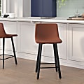 Flash Furniture Caleb Modern Armless Commercial-Grade Counter-Height Stools, Cognac/Black, Set Of 2 Stools 1 thumbnail image