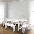 Flash Furniture HERCULES Series Folding Farm Bench, Antique Rustic White