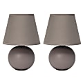 Creekwood Home Nauru Petite Ceramic Orb Base Table Lamp, 8-11/16"H, Gray Shades/Gray Bases, Set Of 2 1 thumbnail image