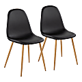 LumiSource Pebble Contemporary Dining Chairs, Black/Natural Wood, Set Of 2 Chairs