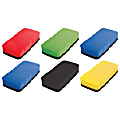 Dowling Magnets Magnetic Whiteboard Eraser, 4 1/2" x 2 1/2", Assorted Colors, Pack Of 6