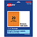 Avery® Printable Labels With Sure Feed® Technology, 94202-BOP80, Rectangle, 1" x 4", Matte Bright Orange, Pack of 1600 1 thumbnail image