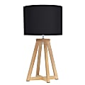 Simple Designs Interlocked Triangular Table Lamp, 19-1/8"H, Black Shade/Natural Base