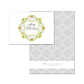 Personalized Designer Greeting Cards With Envelopes, Two-Sided, Folded, 7 1/4" x 5 1/8", Merry Christmas Holly Wreath, Box Of 25