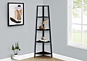 Monarch Specialties Alani 59"H 4-Shelf Bookshelf, Black 1 thumbnail image