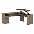 Bush® Furniture Cabot 3-Position Sit-To-Stand Height-Adjustable L-Shaped Desk, 72"W, Ash Gray, Standard Delivery