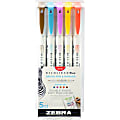 Zebra® Pen MILDLINER™ Double-Ended Creative Markers, Pack Of 5, Fine/Brush Point, Assorted Bright Colors