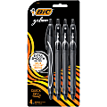 BIC® Gel-ocity Quick-Dry Retractable Gel Pens, Medium Point, 0.7 mm, Black Barrel, Black Ink, Pack Of 4 Pens