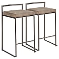 LumiSource Fuji Stacker Contemporary Counter Stools, Brown Cowboy Seat/Antique Frame, Set of 2 Stools 1 thumbnail image
