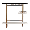 SEI Furniture Dagney Bar Table, 38-1/4"H x 40"W x 14"D, Black/White/Champagne