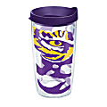 Tervis Genuine NCAA Tumbler With Lid, LSU Tigers, 16 Oz, Clear
