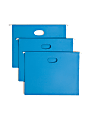 Smead® Hanging File Pocket With Tab, 3" Expansion, 1/5-Cut Adjustable Tab, Letter Size, Sky Blue, Box of 25