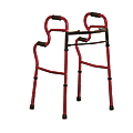 Medline Adult Stand-Assist 2-Button Folding Walkers, Red, Case Of 2 1 thumbnail image