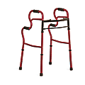 Medline Adult Stand-Assist 2-Button Folding Walkers, Red, Case Of 2