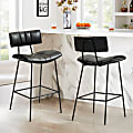 Glamour Home Belita Faux Leather Counter Height Stools With Backs, Black, Set Of 2 Stools 1 thumbnail image