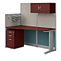 Bush Business Furniture Office In An Hour Straight Workstation with Storage & Accessory Kit,Hansen Cherry Finish, Standard Delivery