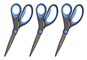 Office Depot® Brand Titanium Coated Scissors, 8", Straight, Dark Gray/Blue, Pack Of 3 Scissors 1 thumbnail image