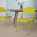 Flash Furniture HERCULES COLORBURST Metal Triple-Braced Folding Chair, Twisted Citron