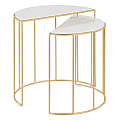 LumiSource Canary Metal Nesting Table, 22-3/4"H x 24-1/2"W x 13"D, White Marble/Gold 