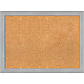 Amanti Art Cork Bulletin Board, 31" x 23", Natural, Vista Brushed Nickel Polystyrene Frame