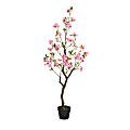 Nearly Natural Cherry Blossom 48”H Artificial Plant With Planter, 48”H x 18”W x 18”D, Pink/Black 1 thumbnail image