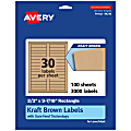 Avery® Kraft Permanent Labels With Sure Feed®, 94210-KMP100, Rectangle, 2/3" x 3-7/16", Brown, Pack Of 3,000 1 thumbnail image