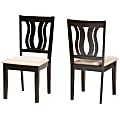 Baxton Studio Fenton Dining Chairs, Sand/Dark Brown, Set Of 2 Chairs