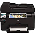 HP LaserJet Pro 100 M175NW Laser Multifunction Printer - Color - Copier/Printer/Scanner - 17 ppm Mono/4 ppm Color Print - 600 x 600 dpi Print - Manual Duplex Print - 1200 dpi Optical Scan - 150 sheets Input - Fast Ethernet - Wireless LAN 1 thumbnail image