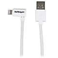 StarTech.com Angled Lightning to USB Cable - 2m (6ft) - White - 6.56 ft Lightning/USB Data Transfer Cable for iPhone, iPad, iPod - First End: 1 x Lightning Male Proprietary Connector - Second End: 1 x Type A Male USB - MFI - Nickel Plated Connector