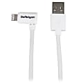 StarTech.com Angled Lightning to USB Cable - 2m (6ft) - White - 6.56 ft Lightning/USB Data Transfer Cable for iPhone, iPad, iPod - First End: 1 x Lightning Male Proprietary Connector - Second End: 1 x Type A Male USB - MFI - Nickel Plated Connector 1 thumbnail image