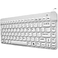 Man & Machine Premium Waterproof Disinfectable Silent 12" Keyboard - Cable Connectivity - USB Interface - English, French - Computer - PC, Mac - Industrial Silicon Rubber Keyswitch - White