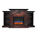 Cambridge® Sanoma Electric Fireplace With Built-In Bookshelves And Multicolor LED Flame Display, Mahogany