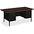HON Metro Classic Double Pedestal Desk - 4-Drawer - 72" x 36" x 29.5" - 4 x Box Drawer(s), File Drawer(s) - Double Pedestal - Square Edge - Material: Steel - Finish: Mocha Laminate, Black Paint 1 thumbnail image